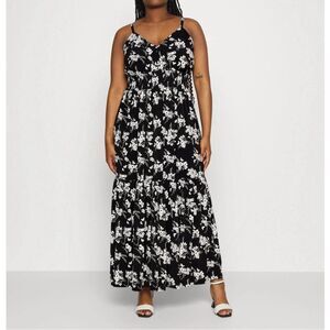 MICHAEL KORS Black/White Botanical Floral Print Maxi Dress 1X